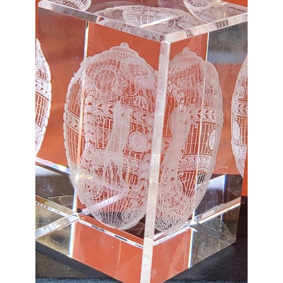 Faberge Crystal Glass Horse Inside Egg 3D Paperweight Laser Etched Israel Made - Picture 3 of 10